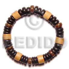 Brown Wood Beads Coconut Beads 7.5 inches Elastic Wood Bracelets BFJ5058BR