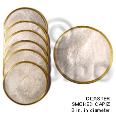 Capiz Shell Natural 3 inch Laminated Round Brass GIFT AND DECORS BFJ021GD