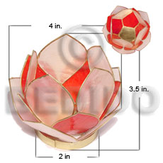 Capiz Shell Natural Brass White Red Flower GIFT AND DECORS BFJ063GD
