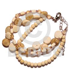 Coconut Beads Bleached White Multi Row Side Drill Acrylic Crystals Coconut Bracelets BFJ484BR