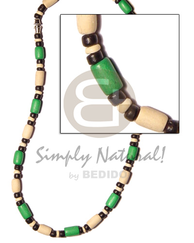 Coconut Beads Wood Beads 4-5 mm Green 18 inches Necklace - Surfer BFJ510NK