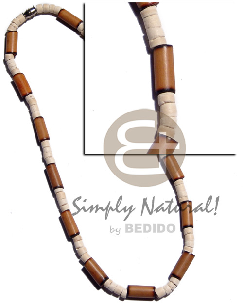 Coconut Beads Wood Beads Natural 18 inches Necklace - Surfer BFJ2257NK