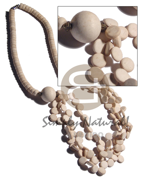 Coconut Graduated Side Drill Bleached White 7-8 mm Coconut Necklace BFJ2380NK