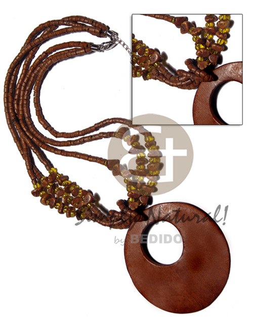 Coconut Heishi Coconut Beads Wood Golden Brown Buri Seed Multi Row Wooden Necklaces BFJ2562NK