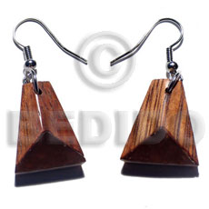 Dangling Triangle Palmwood Brown 20 mm Wood Earrings BFJ5676ER