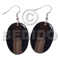 Dangling Wood Resin Black Oval 40 mm Wood Earrings BFJ5661ER