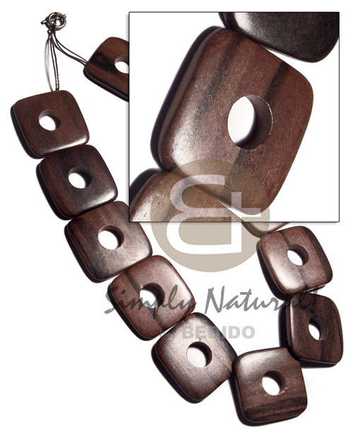 Ebony Tiger Square Kamagong Wood 20 inches 35 mm Waxed Wooden Necklaces BFJ3172NK