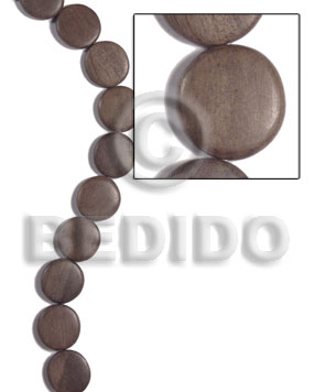 Graywood Gray Flat Round/Coin 20 mm 16 inches Wood Beads - Flat Round and Oval Wood Beads BFJ491WB