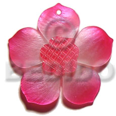 Hammer Shell Flower Carvings Pink 40 mm Pendants - Shell Pendants BFJ5503P