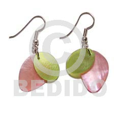 Hammer Shell Pink Green Dangling Dyed Shell Earrings BFJ784ER