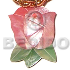 Hammer Shell Rose Bud Inlaid 45 mm Natural Pendants - Shell Pendants BFJ5072P