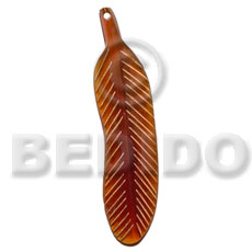 Horn Amber Leaf 40 mm Pendants - Bone Horn Pendants BFJ5601P