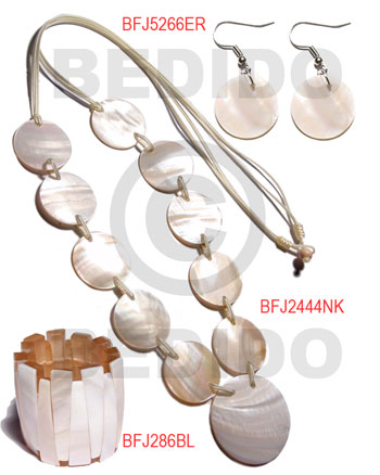 Kabibe Shell White Set Jewelry Long necklace Bangles Earrings Set Jewelry BFJ012SJ