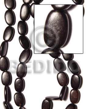 Kamagong Wood Black Flat Oval 20 mm 16 inches Wood Beads - Flat Round and Oval Wood Beads BFJ007WB