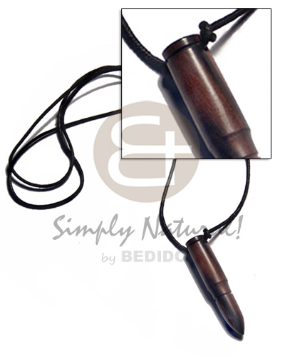 Kamagong Wood Hammer Shell Wax Cord Natural 32 inches Ebony Tiger Wooden Necklaces BFJ2852NK