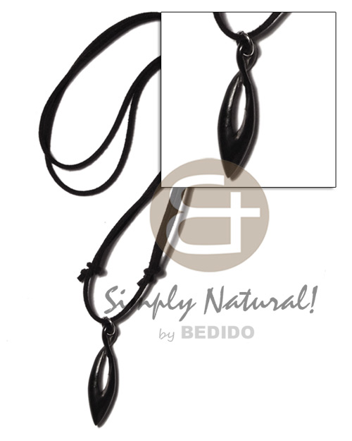 Leather Thong adjustable Black 40 mm Celtic Design Carabao Horn Necklace - Surfer BFJ1410NK