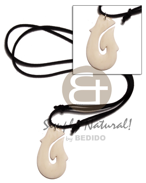 Leather Thong Bone adjustable Natural White 40 mm Hook Necklace - Surfer BFJ1411NK