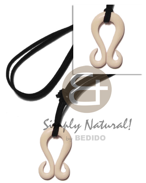 Leather Thong Bone adjustable Natural White 40 mm Hook Necklace - Surfer BFJ1413NK