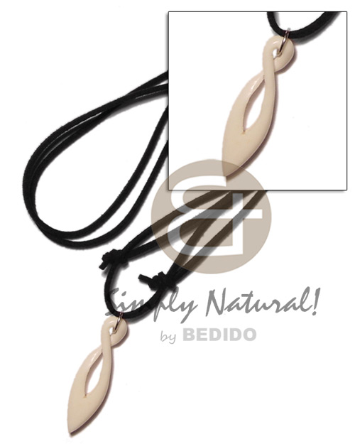 Leather Thong Bone adjustable Natural White 40 mm Necklace - Surfer BFJ1421NK