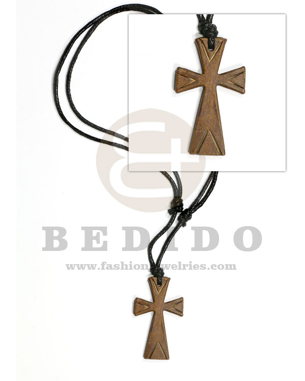 Leather Thong Cross Carabao Horn adjustable Necklace - Surfer BFJ3889NK