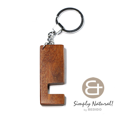 Madre de Cacao Natural 64 mm x 24 mm x 5 mm Hardwood Chrome Keychain IPHONE ANDROID ACCESSORY BFJ087KC