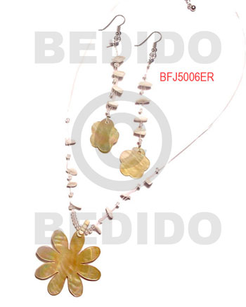 MOP Pink Rose Shell Natural Set Jewelry Earrings Necklace Set Jewelry BFJ032SJ
