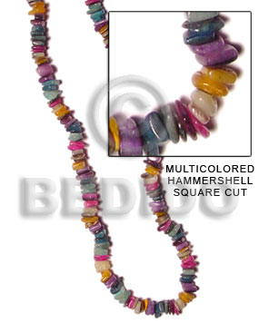 Multi-Color 16 inches Hammer Shell Square Cut Shell Crazy Cut Shell Beads BFJ014SQ