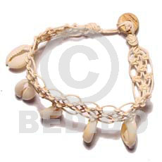 Natural 7.5 inches Sigay Cowry Shell Macrame Sea Shell Bracelets BFJ378BR
