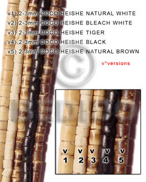 Natural White 16 inches Coconut Heishi 2-3 mm Natural Coco Heishe Beads BFJ001CH_V1
