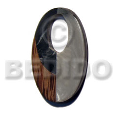 Oval Inlaid Palmwood Resin 55 mm Pendants - Wooden Pendants BFJ5691P