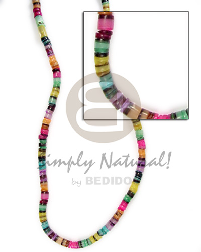 Rainbow Hammer Shell 4-5 mm 18 inches Dyed Necklace - Surfer BFJ032NK