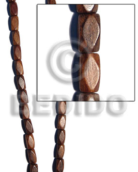 Robles Wood 4 Sided Diamond Tube 10 mm Brown Beads Strands Wood Beads - Saucer and Diamond Wood Beads BFJ190WB