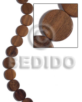 Robles Wood Brown Flat Round/Coin Tablet 20 mm 16 inches Wood Beads - Flat Round and Oval Wood Beads BFJ463WB