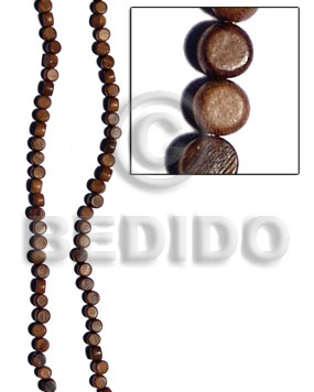 Robles Wood Flat Round/Coin 5 mm Brown 16 inches Wood Beads - Flat Round and Oval Wood Beads BFJ247WB