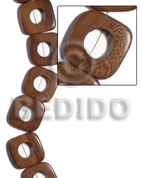 Robles Wood Hardwood Face to Face Round Edges 35 mm Brown Wood Beads - Flat Square Wood Beads BFJ481WB