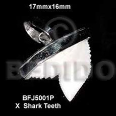 Shark Teeth Natural Natural White Pendants - Bone Horn Pendants BFJ5001P