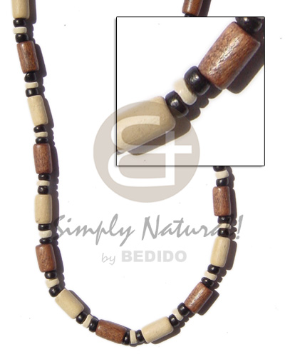Tan Natural White Wood Beads Tube Coconut Beads Pokalet Dyed 18 inches Wooden Necklaces BFJ111NK