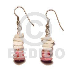 White Rose Dangling White Pink Shell Earrings BFJ286ER