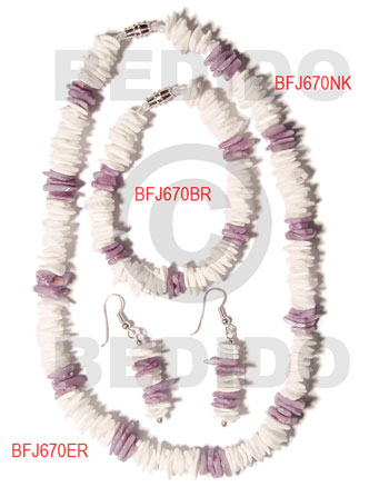 White Rose Lilac Set Jewelry 18 in necklace 7.5 Bracelets Earrings Set Jewelry BFJ026SJ