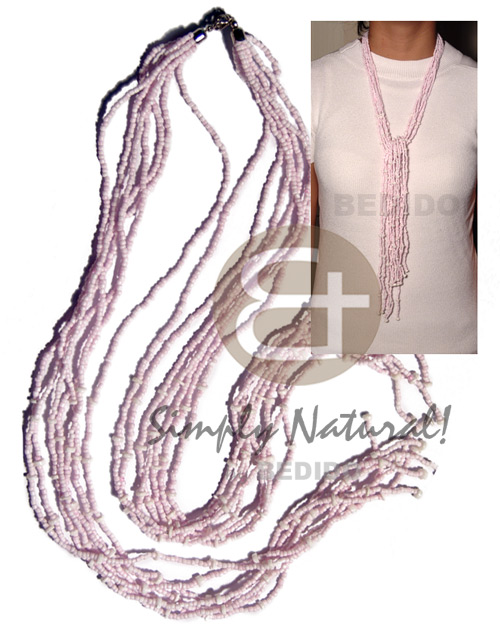White Shell Glass Beads 36 inches Pink Shell Necklace BFJ1870NK