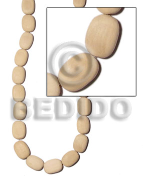 White Wood Flat Oval White 20 mm 16 inches Wood Beads - Flat Round and Oval Wood Beads BFJ164WB