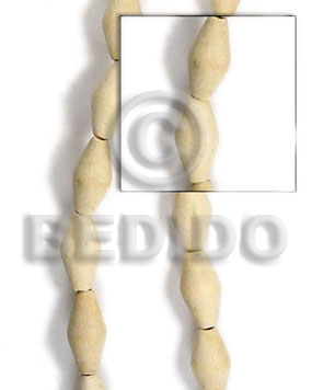 White Wood Football White 10 mm 16 inches Beads Strands Wood Beads - Football and Cylinder Wood Beads BFJ094WB