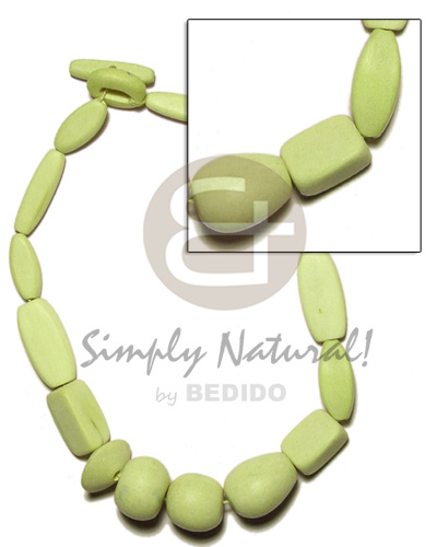 White Wood Lime Green Dyed Wooden Necklaces BFJ1066NK
