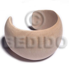 White Wood Natural 70 mm inner diameter Cuff Bangles - Plain BFJ642BL