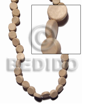White Wood Natural Side Drill Disc 10 mm 16 inches Wood Beads - Flat Round and Oval Wood Beads BFJ407WB