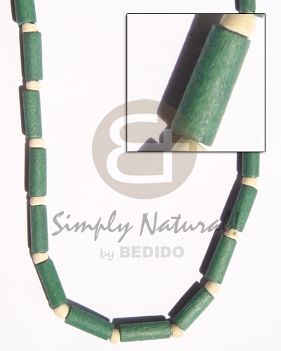 White Wood Pokalet Green Tube Dyed Natural White Wooden Necklaces BFJ128NK