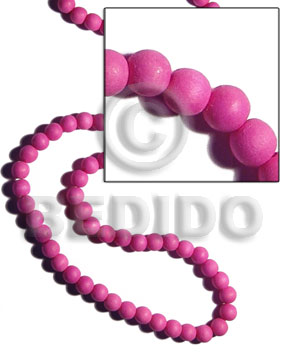 White Wood Round Pink 10 mm Dyed Beads Strands Wood Beads - Painted Wood Beads BFJ285WB