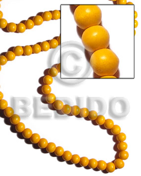 White Wood Round Yellow Beads Strands 10 mm Dyed Wood Beads - Round Wood Beads BFJ282WB