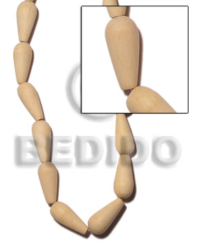 White Wood Teardrop 16 mm Natural White Beads Strands Wood Beads - Teardrop and Oval Wood Beads BFJ147WB