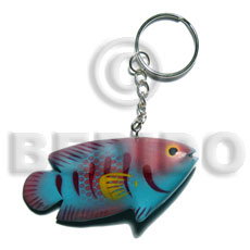 Wood Hand Painted Fish 73 mm Multi-Color Keychain BFJ012KC